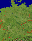 Germany Satellite + Borders 910x1200
